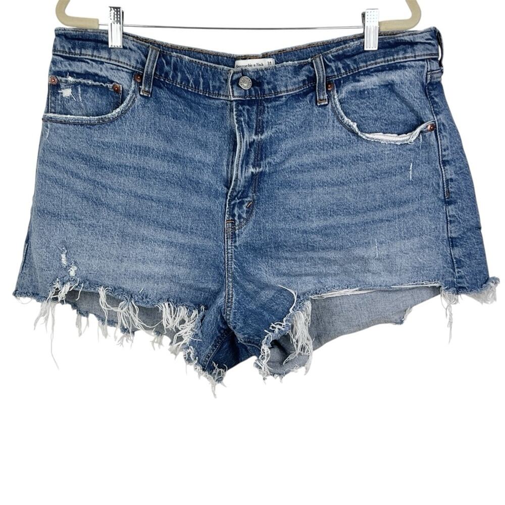 Abercrombie & Fitch High Rise 90s Relaxed Cutoff Denim Shorts 34/18